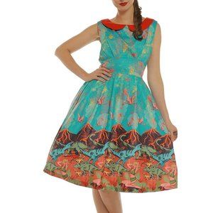 LindyBop dinosaur dress with Peter pan collar